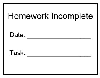 incomplete homework notice